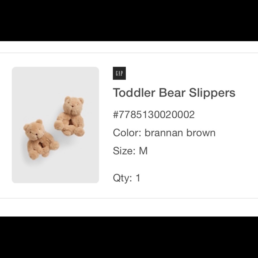 Teddy bear Gap slippers toddler M